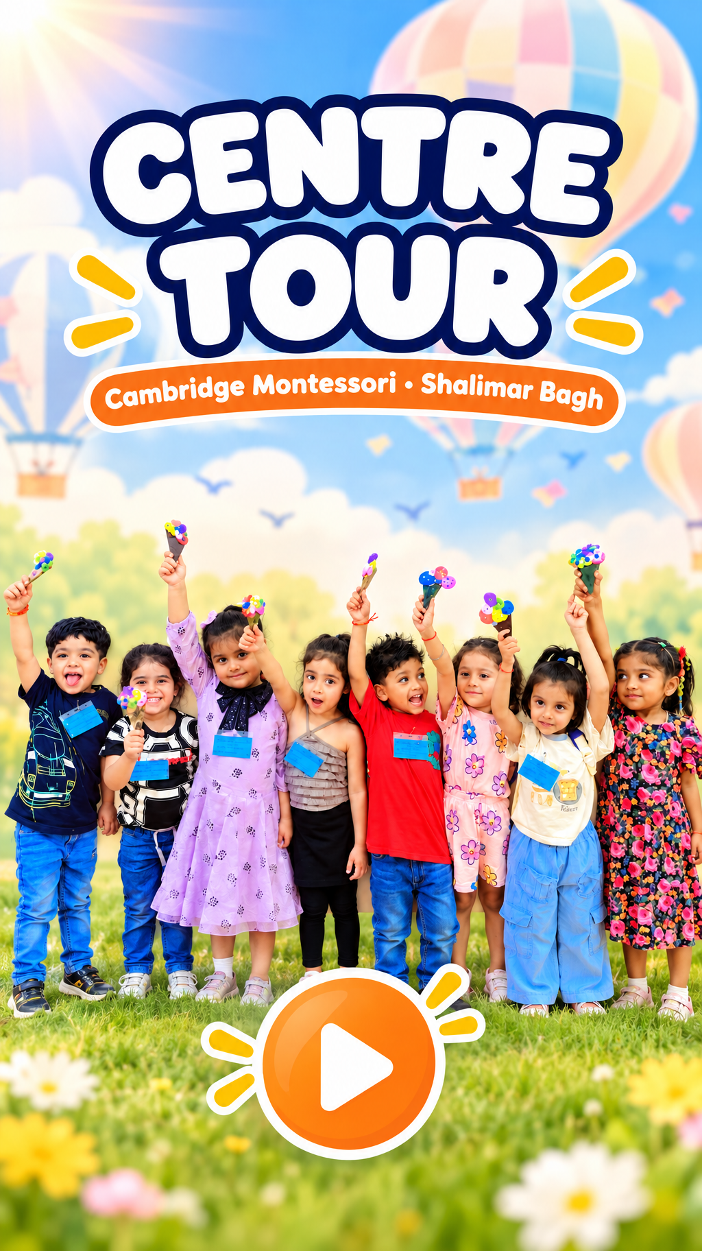 Children at Cambridge Montessori Pre-School Shalimar Bagh centre walkthrough